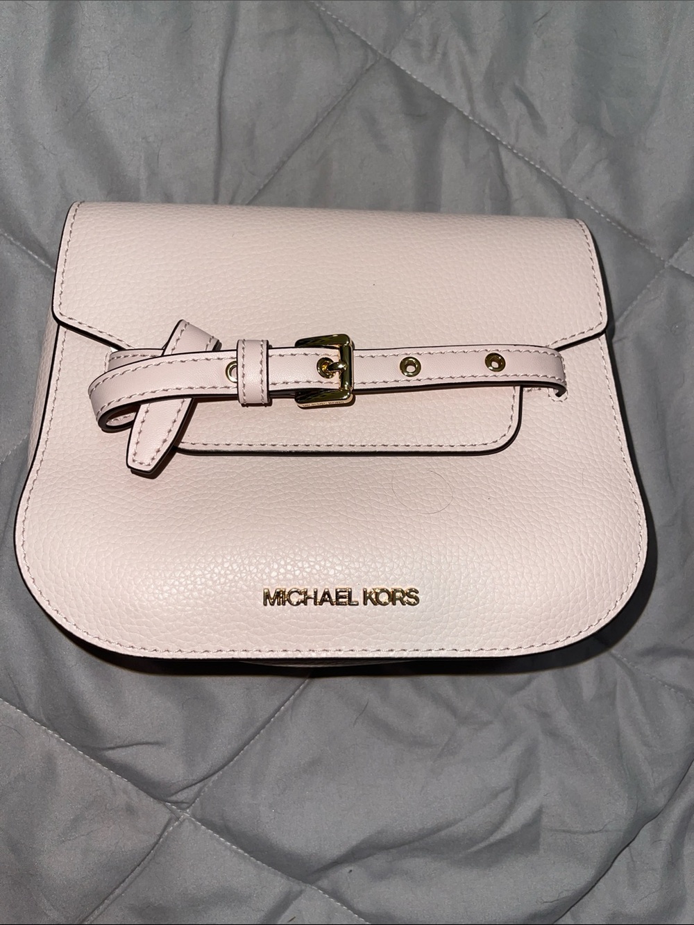 NWT Michael Kors Emilia Small Leather Saddle Crossbody Bag Powder Blush Pink